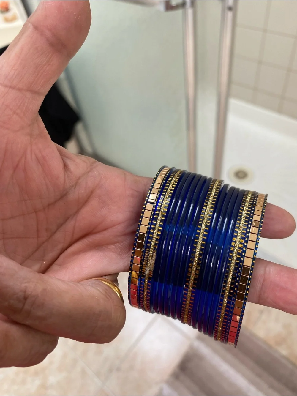 Blue and Gold Stackable Bangles - Women Jewelry